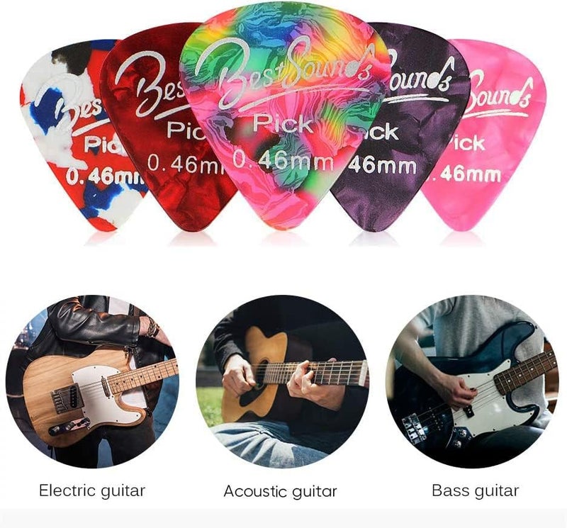 BestSounds 48 Packs Thin, Medium & Heavy Gauges Guitar Picks, Mixed Colorful Celluloid Picks for Acoustic Guitar, Bass and Electric Guitar - Image 3